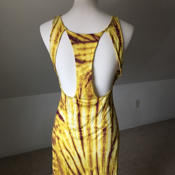 Yellow & Camel Tribal Cut Out Hi-Low Dress NWOT - Picture 4 of 8